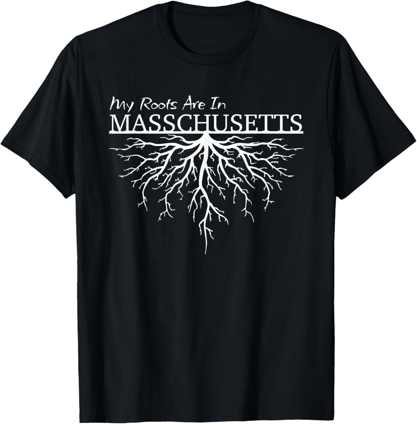 My Roots are in Massachusetts State Pride Tree T-Shirt - T-Shirt | Black