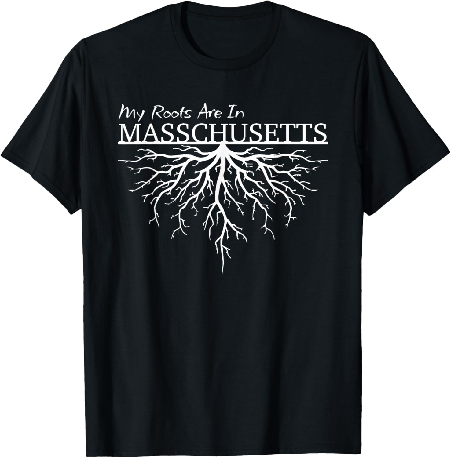 My Roots are in Massachusetts State Pride Tree T-Shirt - T-Shirt | Black