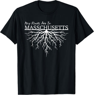 My Roots are in Massachusetts State Pride Tree T-Shirt - T-Shirt | Black