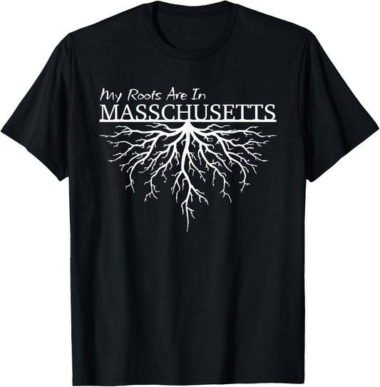 My Roots are in Massachusetts State Pride Tree T-Shirt - T-Shirt | Black