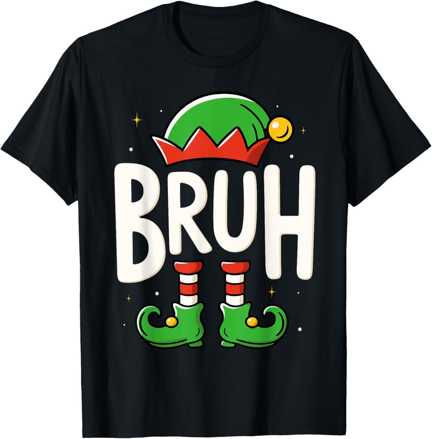 Bruh Christmas Elf Pajamas for Kids Teen Boys Xmas T-Shirt - T-Shirt | Black