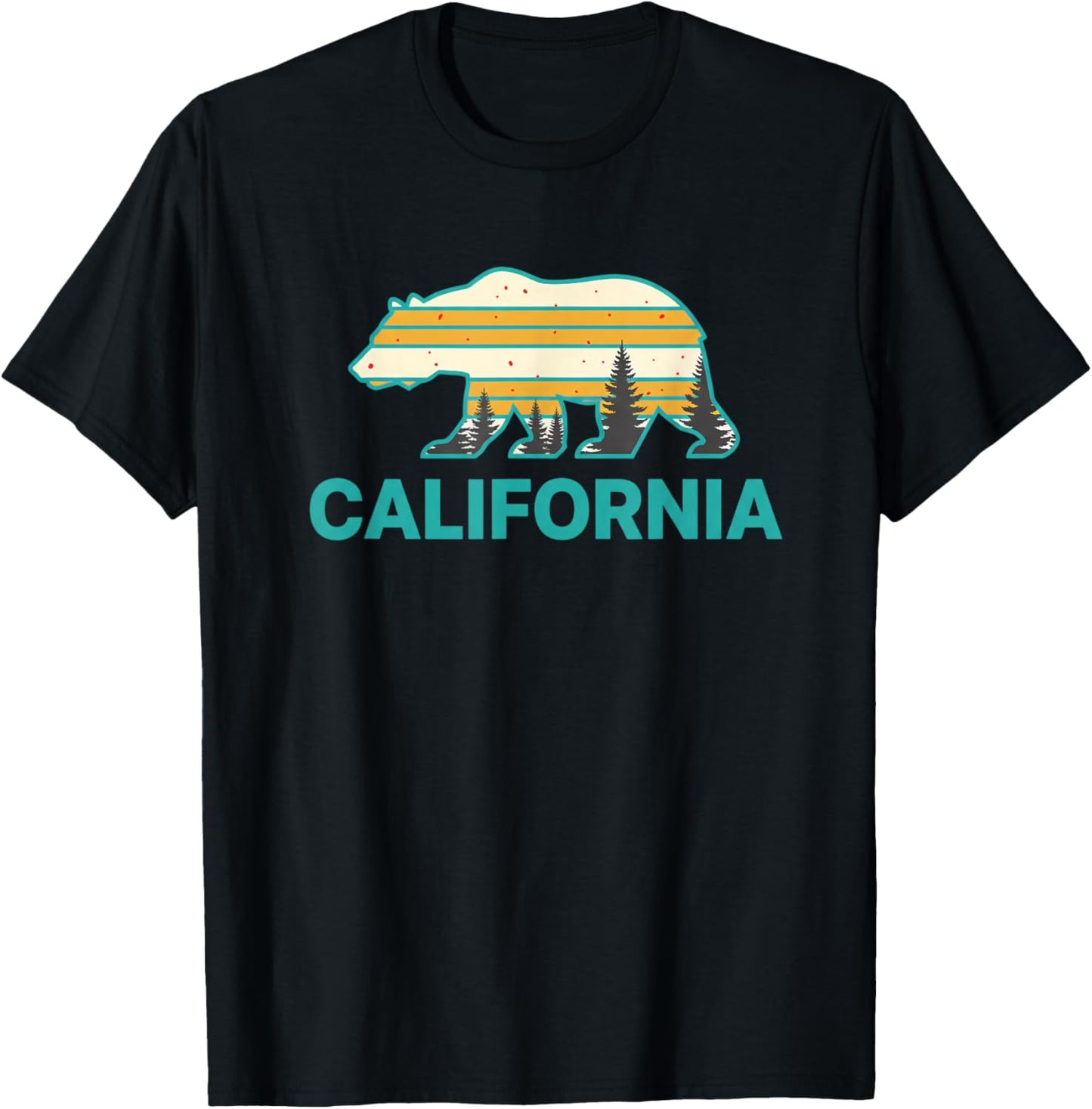 California Woodland Vacation Travel Retro Graphic T-Shirt - T-Shirt | Black
