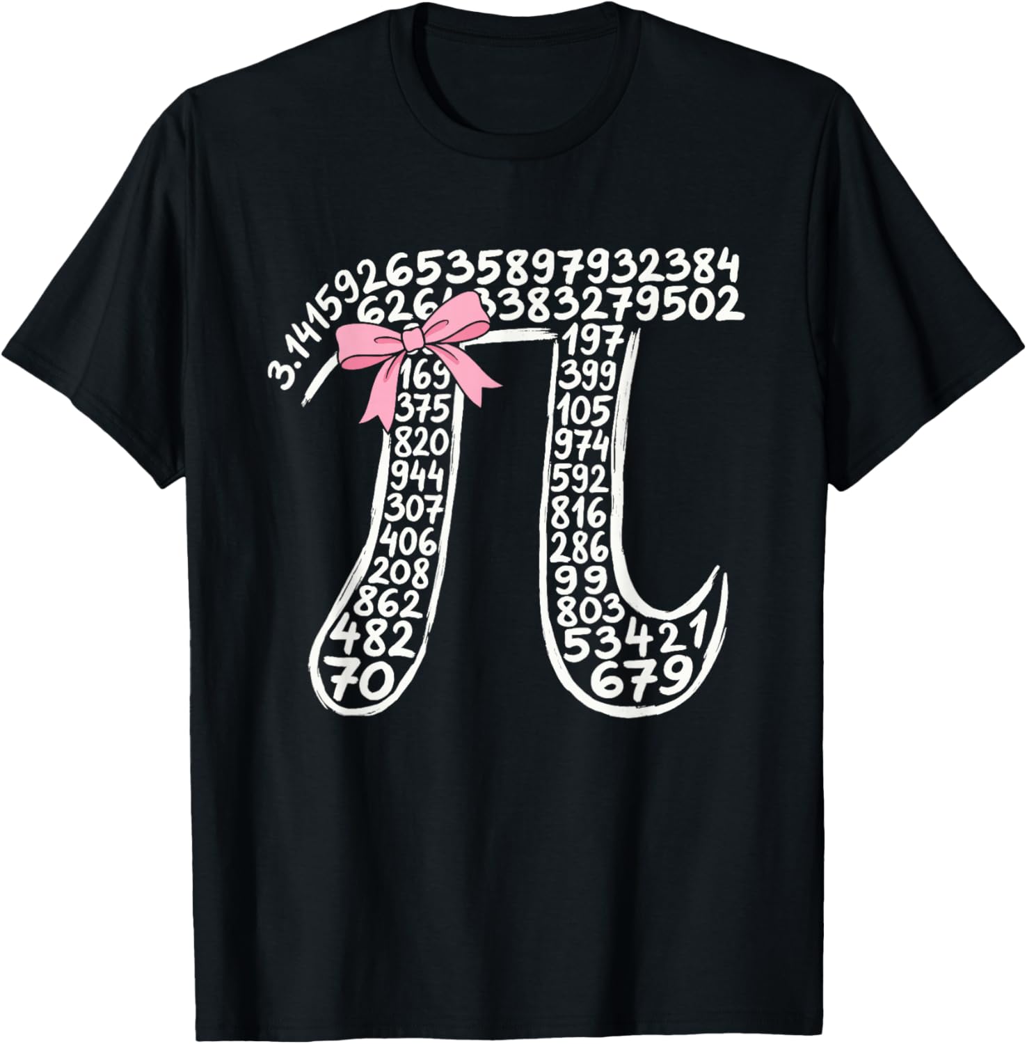 3.14 Digits of Pi Day Women Nerdy Girls Bow Math Lovers T-Shirt - T-Shirt | Black