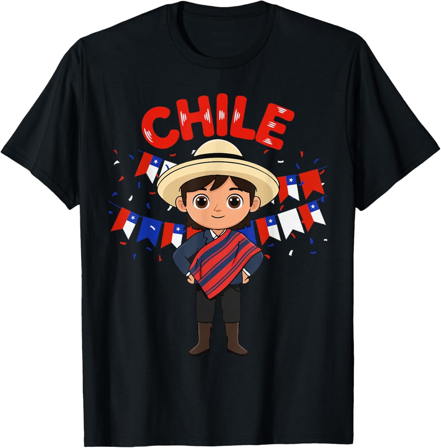 Chile Chilean Boy Traditional Outfit Wear Flag Heritage T-Shirt - T-Shirt | Black