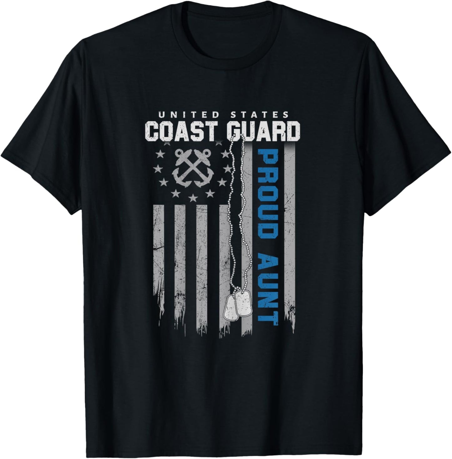 Proud Coast Guard Aunt Flag US Coastie Family Matching T-Shirt - T-Shirt | Black