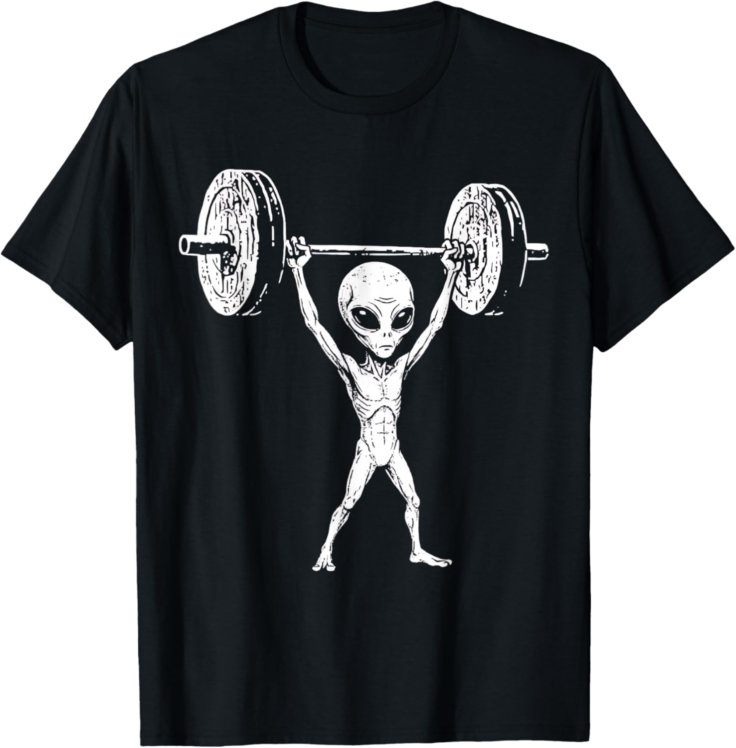 Vintage Alien Retro Weight Lifting Gym Alien Deadlift Funny T-Shirt - T-Shirt | Black