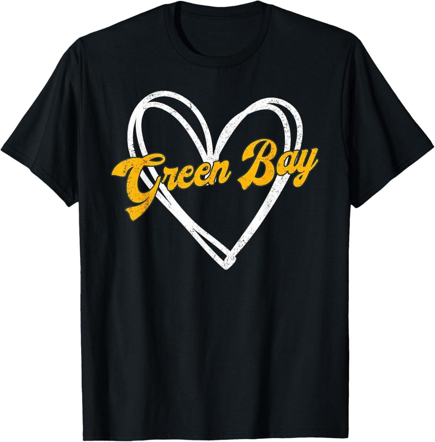 Green Bay Heart Women Girl Kid T-Shirt - T-Shirt | Black