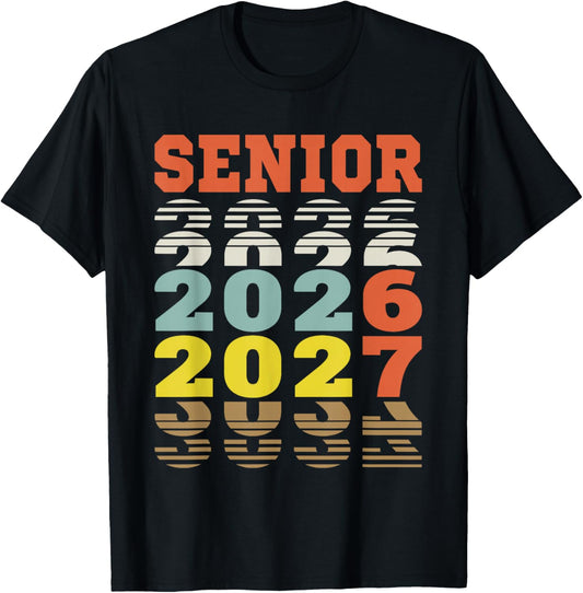 Vintage Senior 2026 2027 Class of Graduation T-Shirt - T-Shirt | Black
