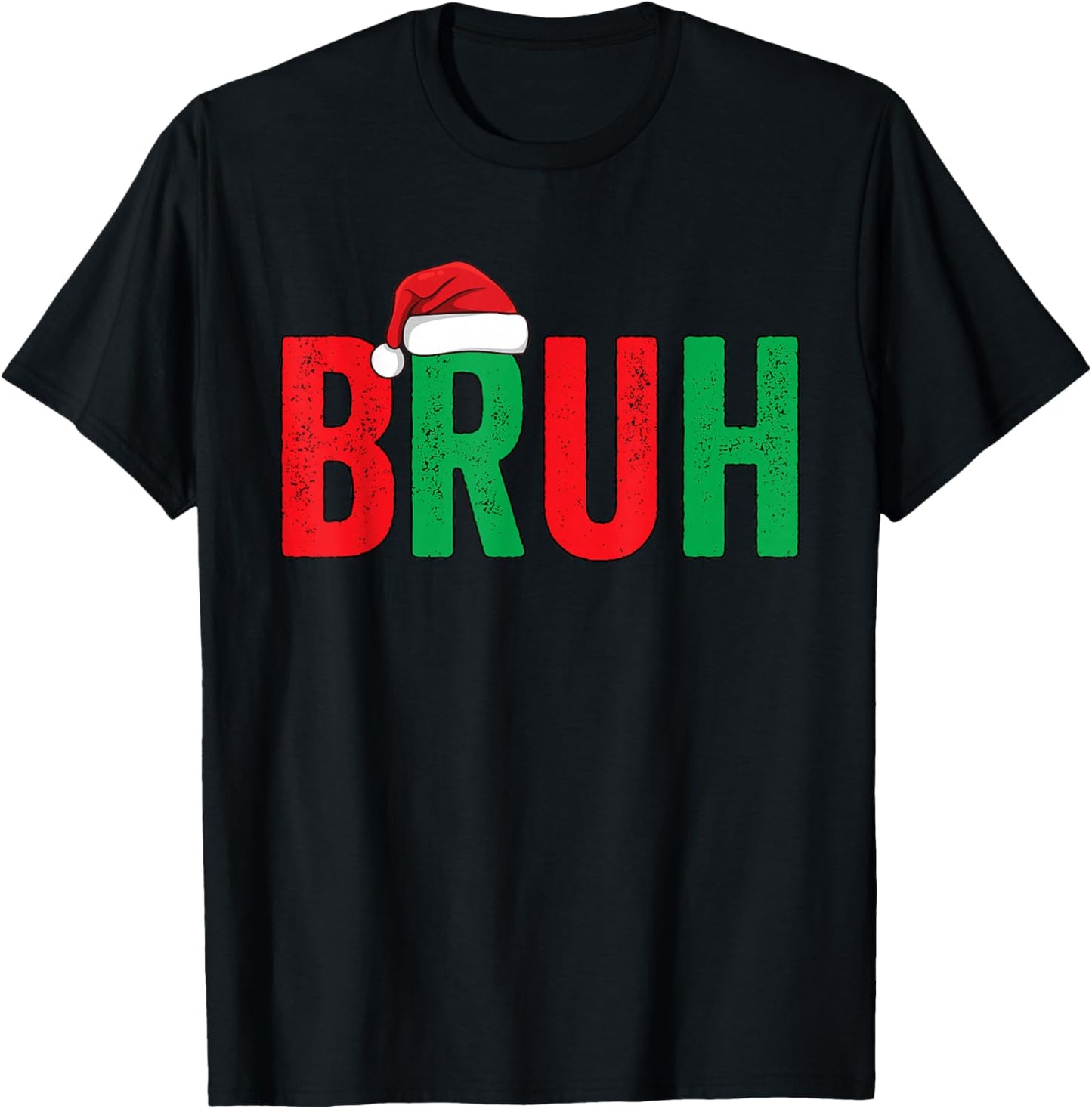 Merry Christmas Bruh Funny Santa Claus Retro Men Women Kids T-Shirt - T-Shirt | Black
