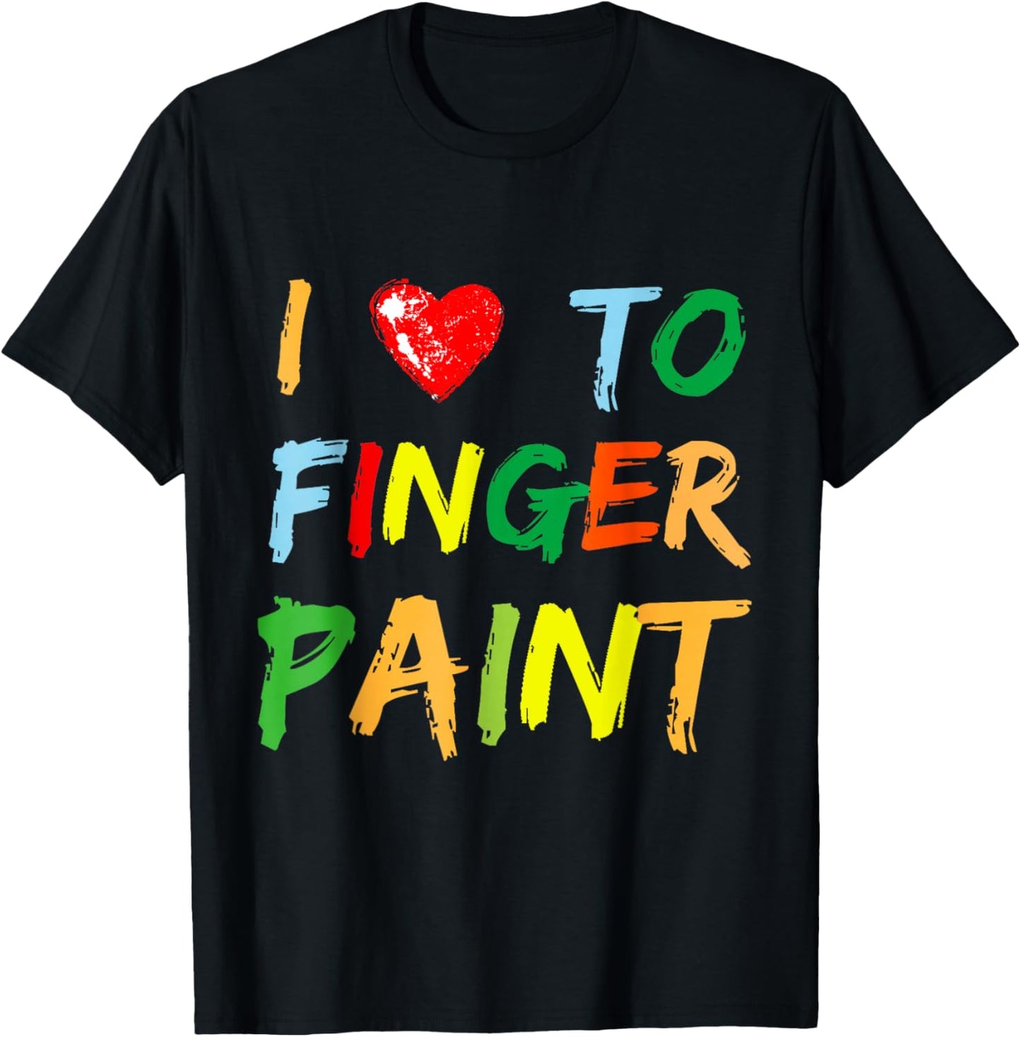 I Heart Love to Finger Paint I'm Paint Cute Couple Valentine T-Shirt - T-Shirt | Black
