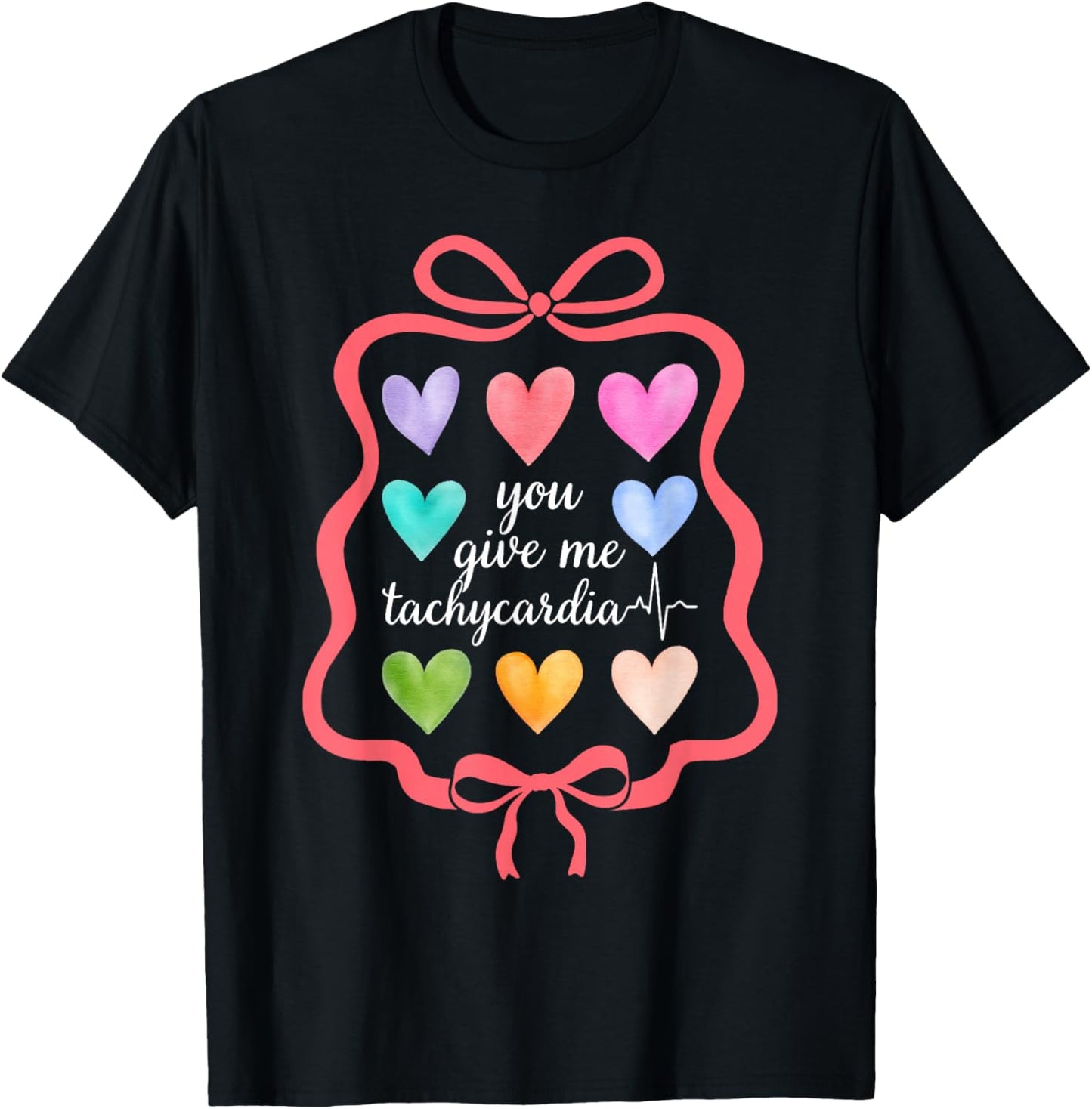 Cardiac Nurse Coquette Bow Heart Stethoscope T-Shirt - T-Shirt | Black