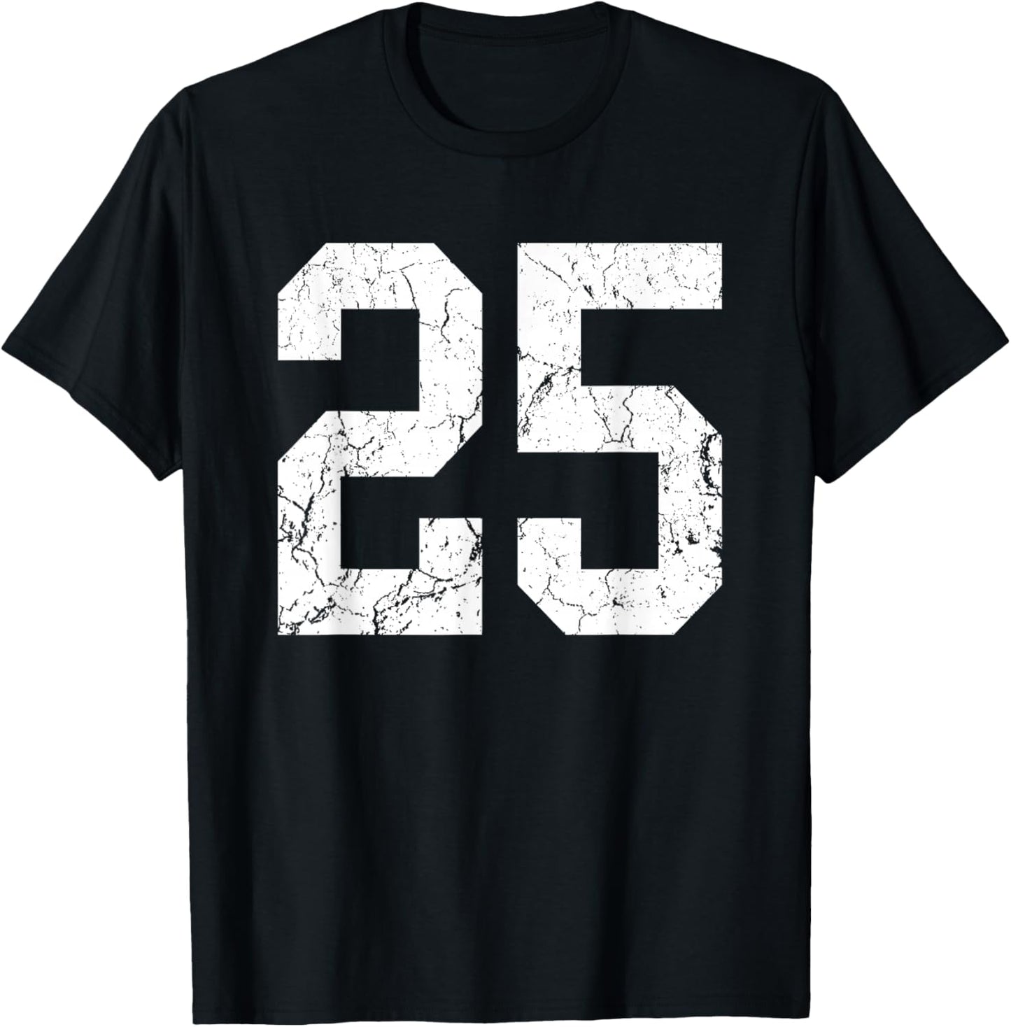 Distressed White Number 25 Jersey Player Uniform #25 T-Shirt - T-Shirt | Black