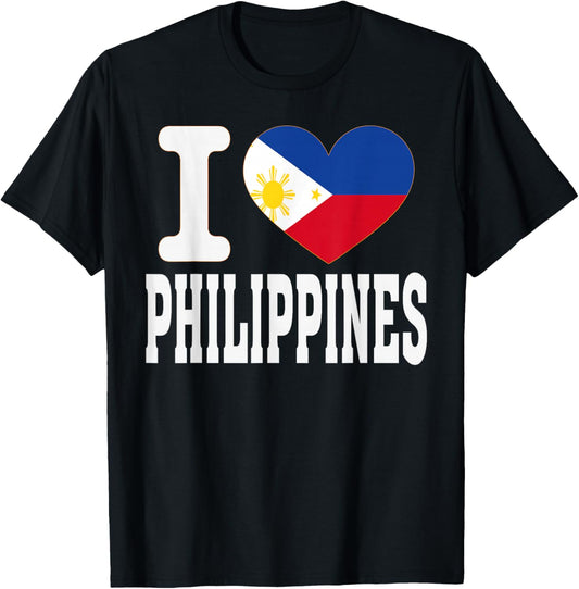 I Love Philippines Heart Souvenir Lovers Pride Travel T-Shirt - T-Shirt | Black