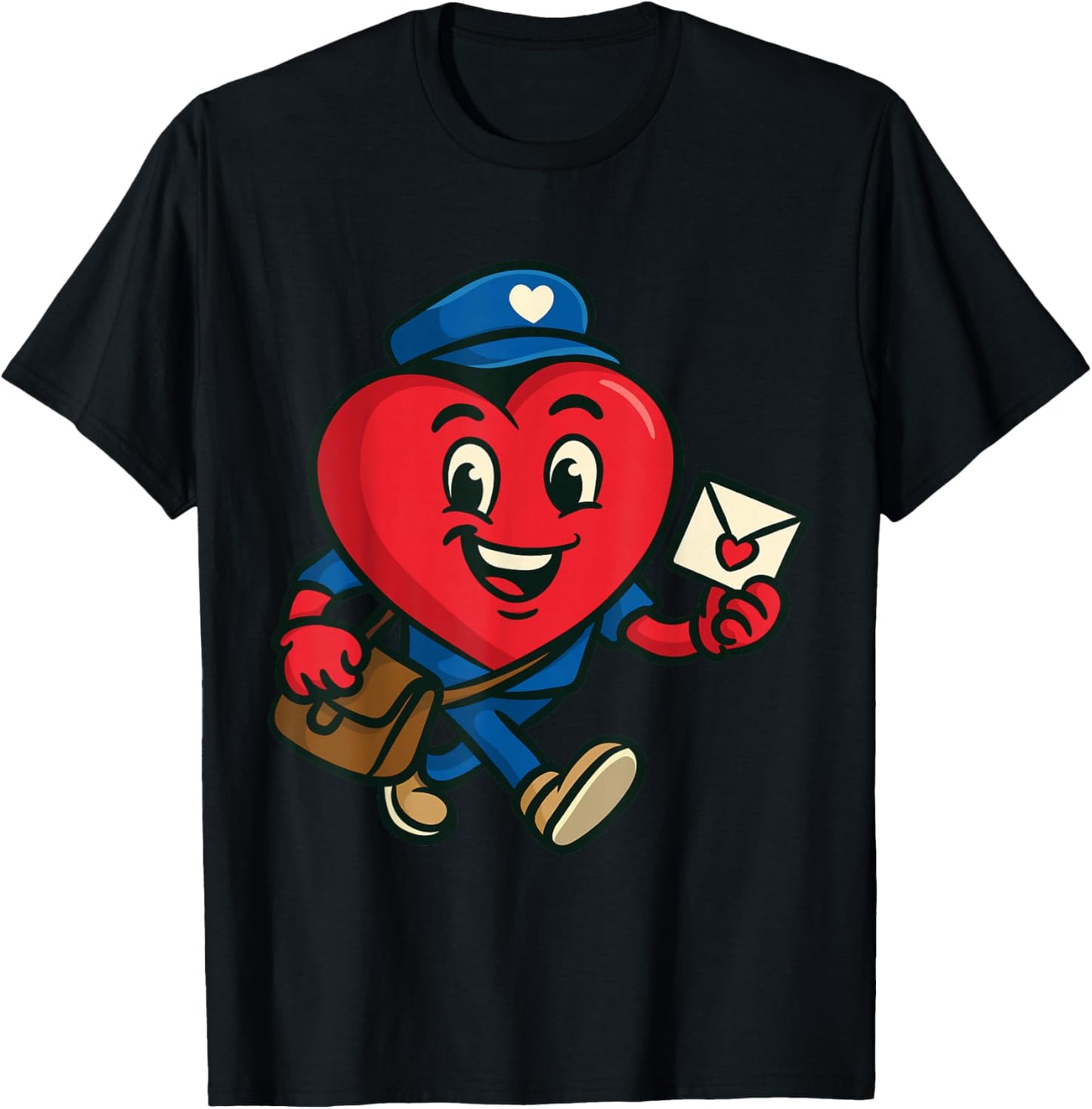 Heart Postal Worker Valentine's Day Mail Delivery T-Shirt - T-Shirt | Black