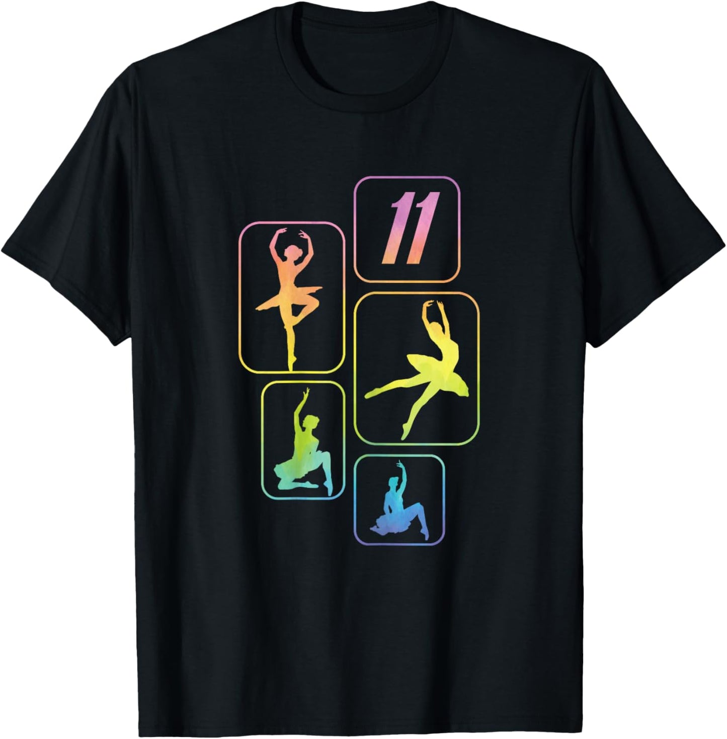 11th Birthday Girl Ballet Dancer Retro Ballerina 11 Year Old T-Shirt - T-Shirt | Black