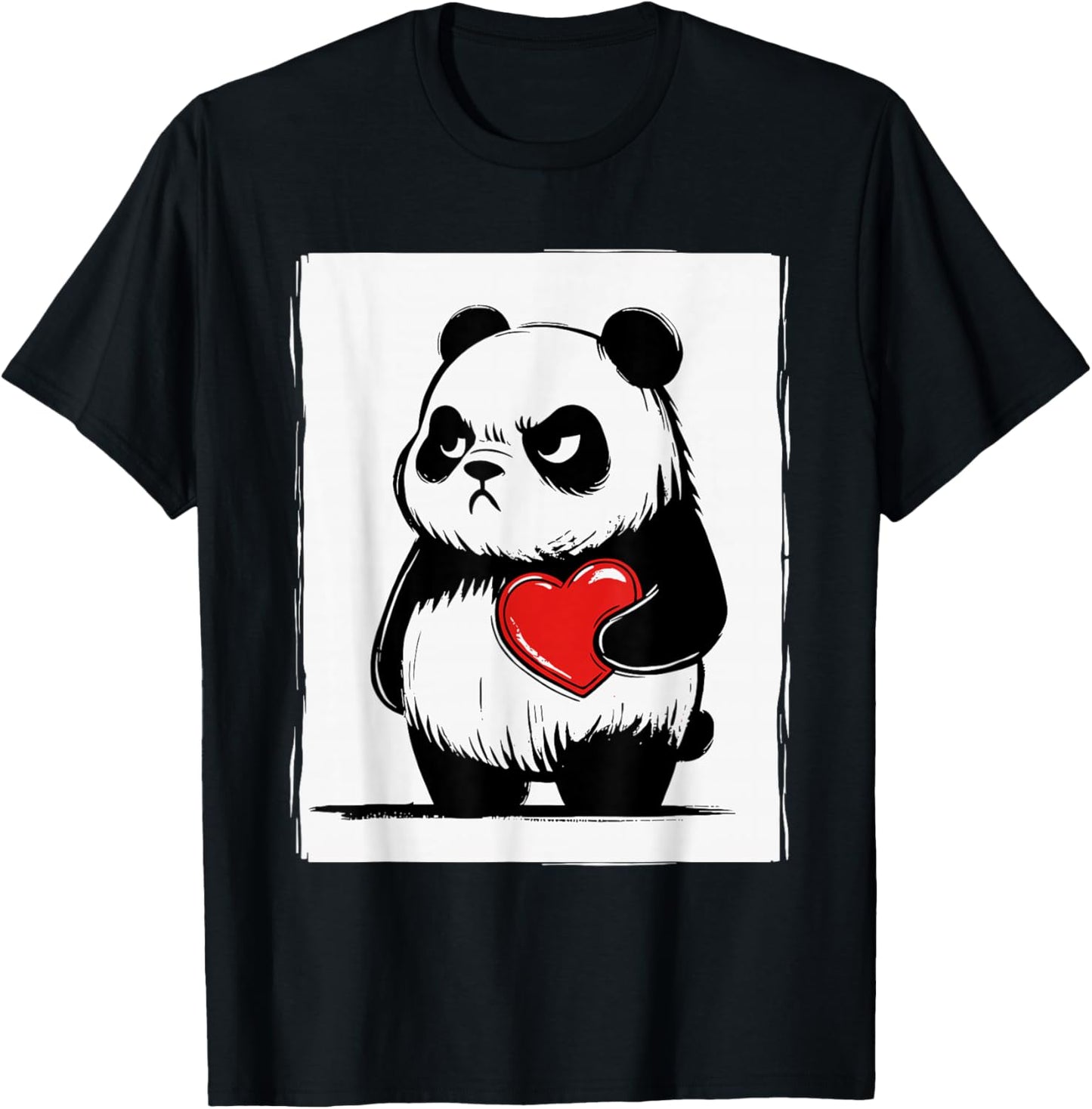 Grumpy Panda Bruh Men Women Teens Kids Funny St. Valentine's T-Shirt - T-Shirt | Black