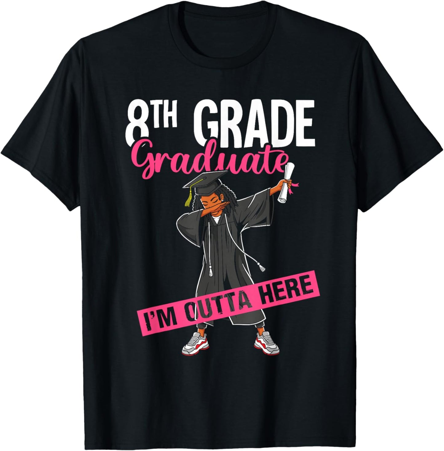 8th Grade Graduate 2026 Dab Black Girl Graduation Class 26 T-Shirt - T-Shirt | Black