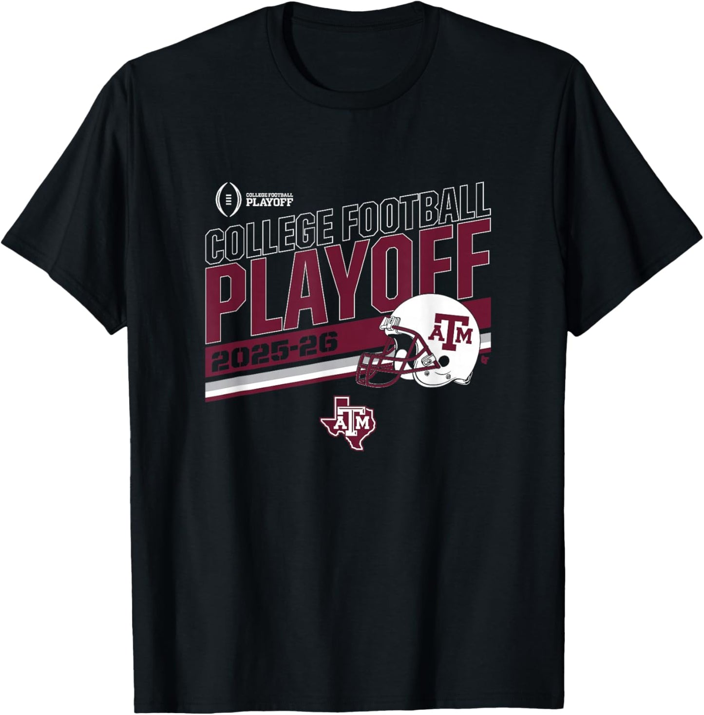 Texas A&M Aggies College Football Playoff Stripe 2025 T-Shirt - T-Shirt | Black