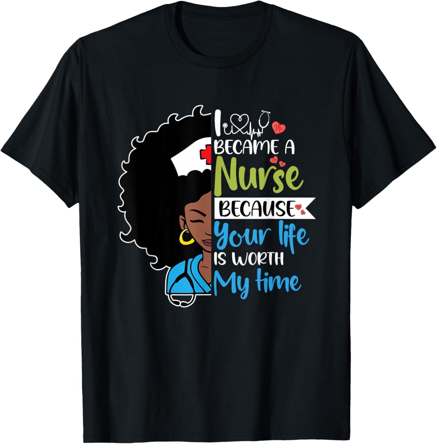 Black Woman Nurse Black History Month Nursing Scrub T-Shirt - T-Shirt | Black
