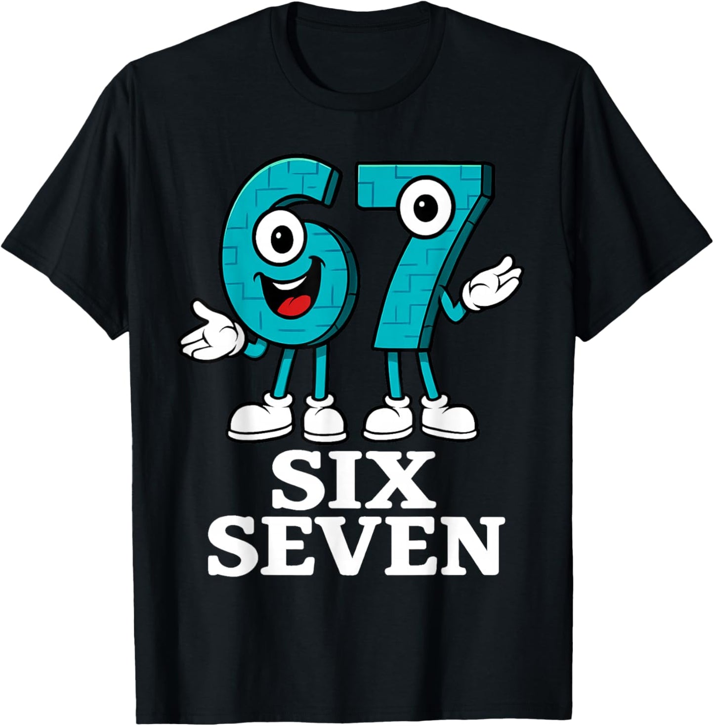 67 Six Seven 6-7 - Funny Italian Brainrot Kids Gaming Meme T-Shirt - T-Shirt | Black