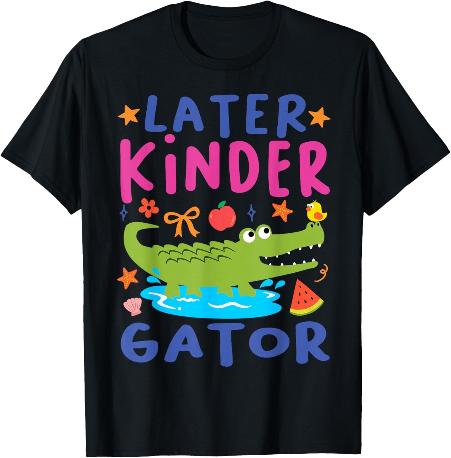 Later Kinder Grader Cute Alligator Later Gator Teacher Kids T-Shirt - T-Shirt | Black