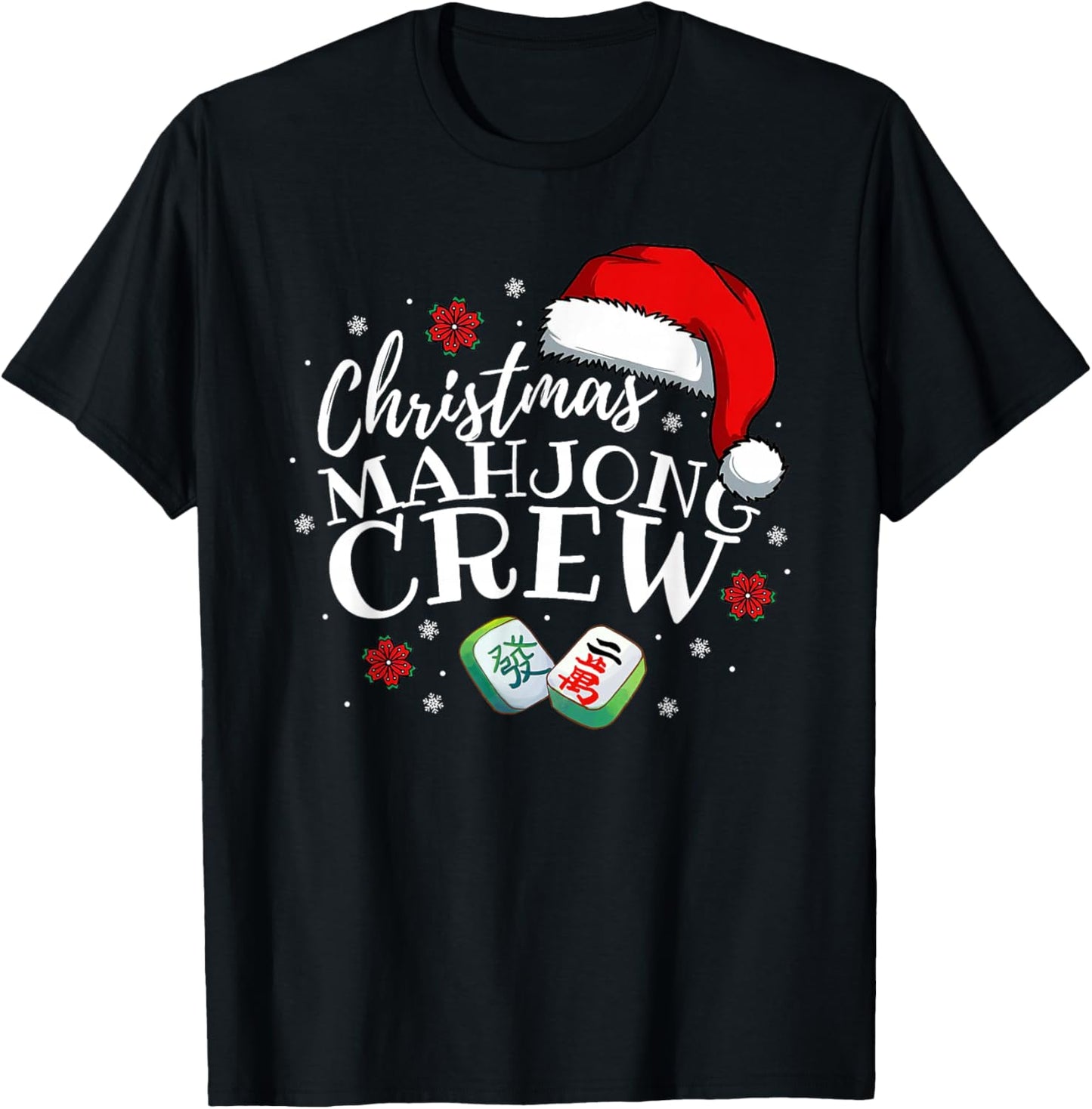 Mahjong Christmas Crew Matching Family Xmas Party Men Women T-Shirt - T-Shirt | Black