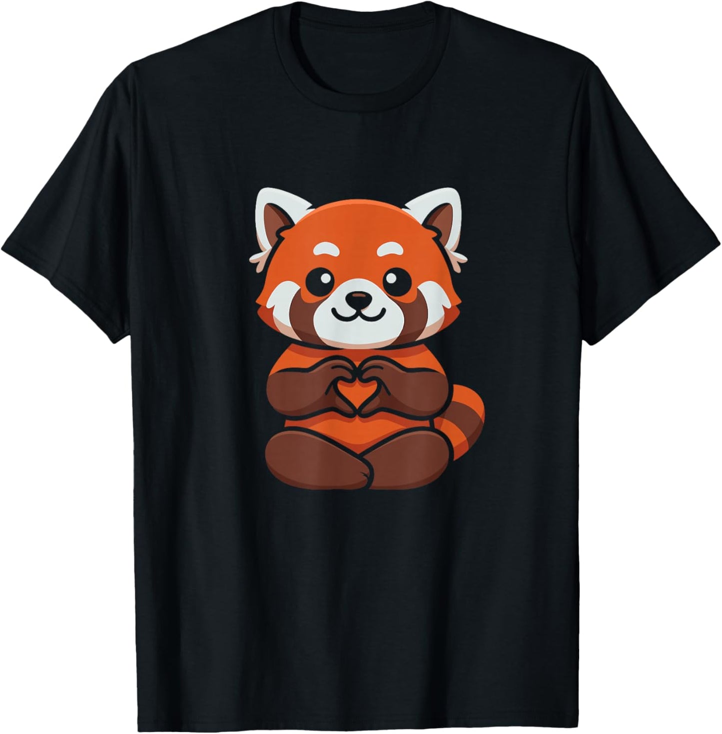 Red Panda Heart Kawaii Cute Women Girls Red Panda T-Shirt - T-Shirt | Black