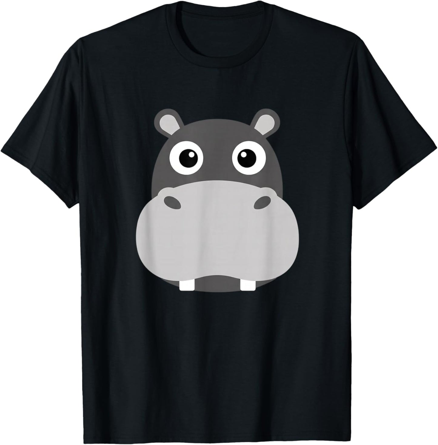 Cute Hippo Face Cartoon Jungle Animals Anime Comic Kids T-Shirt - T-Shirt | Black