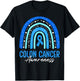 Blue Ribbon Rainbow Colorectal Colon Cancer Awareness Month T-Shirt - T-Shirt | Black