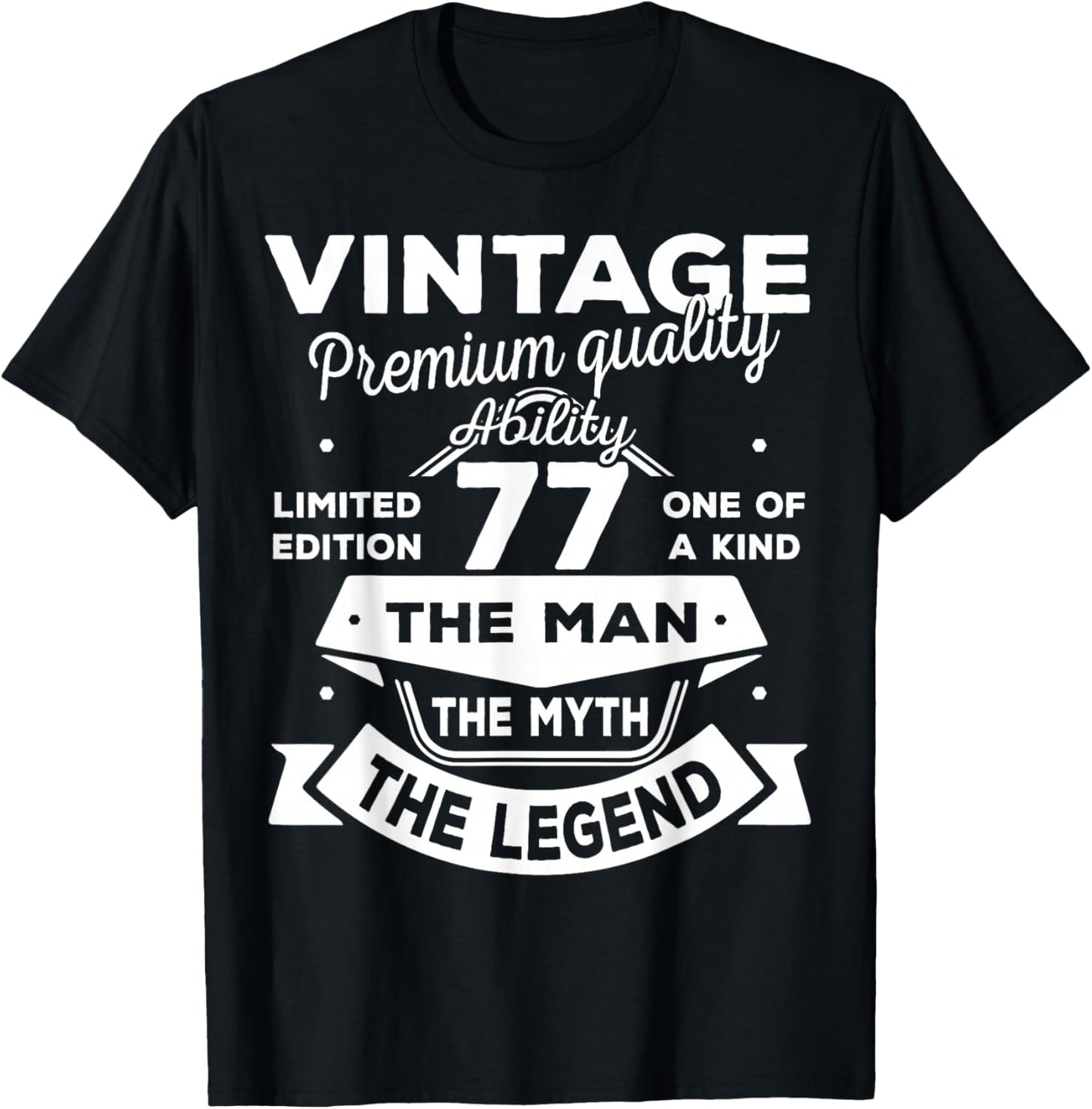 77th Birthday Gift Man Myth Legend 1949 77 Years Old T-Shirt - T-Shirt | Black