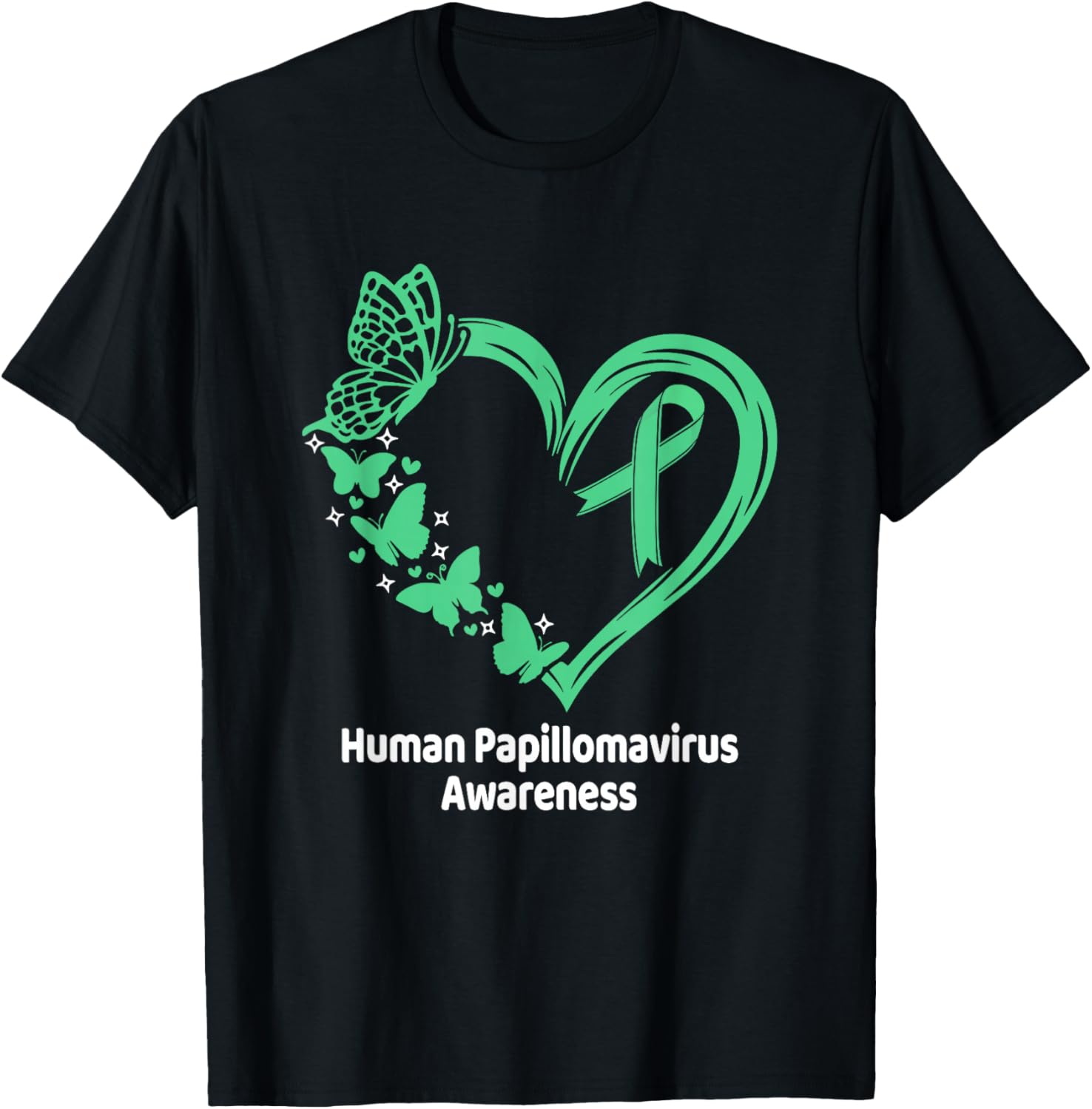 Human Papillomavirus HPV Awareness Heart Butterfly T-Shirt - T-Shirt | Black