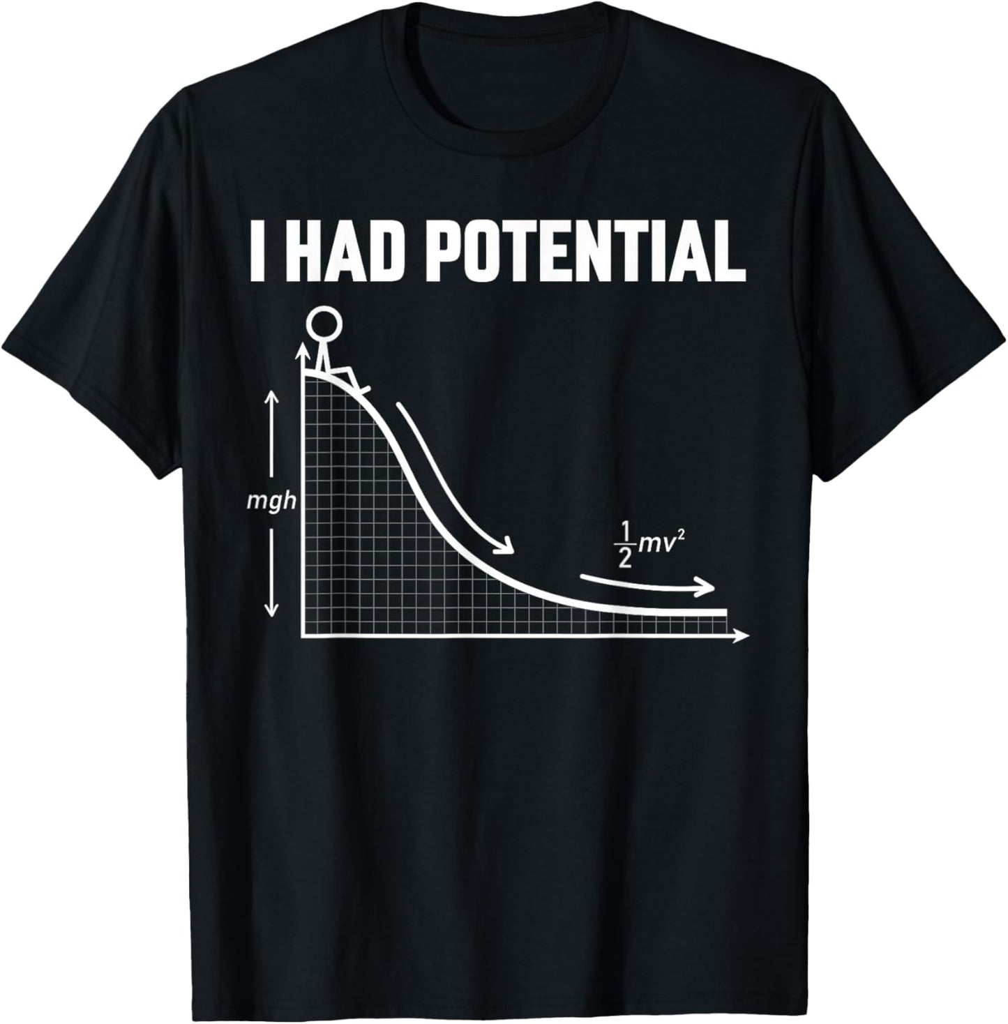 I Had Potential Funny Sarcastic Minimal Quote Science Humour T-Shirt - T-Shirt | Black