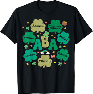 Behavioral Analysts ABA Therapist Shamrock St Patricks Day T-Shirt - T-Shirt | Black