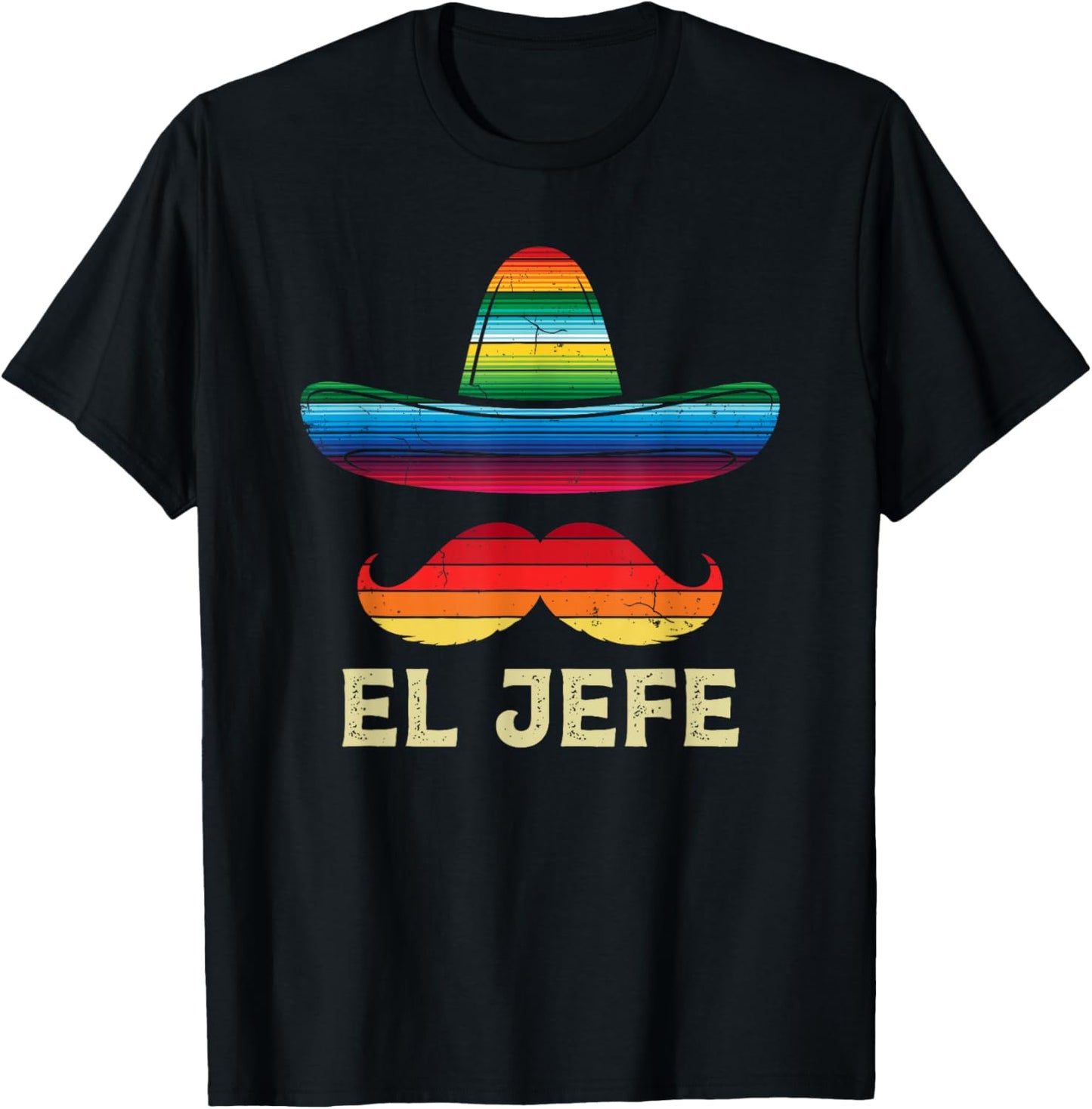 El Jefe Sombrero Moustache T-Shirt - T-Shirt | Black
