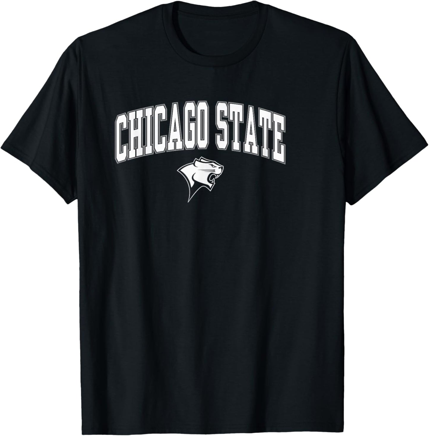 Chicago State Cougars Arch Over Green Officially Licensed T-Shirt - T-Shirt | Black
