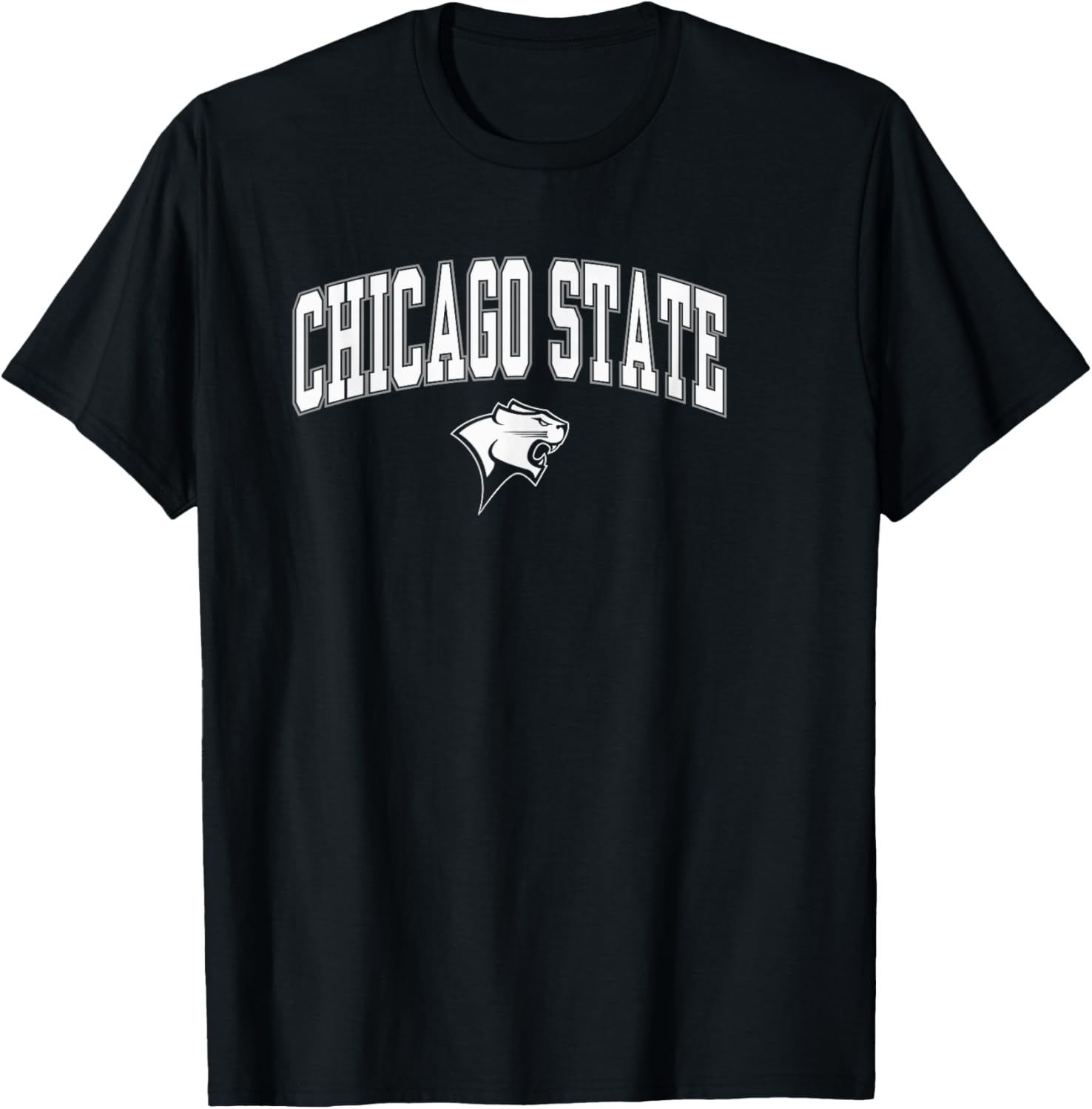 Chicago State Cougars Arch Over Green Officially Licensed T-Shirt - T-Shirt | Black
