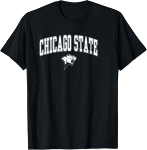 Chicago State Cougars Arch Over Green Officially Licensed T-Shirt - T-Shirt | Black