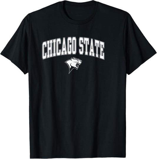 Chicago State Cougars Arch Over Green Officially Licensed T-Shirt - T-Shirt | Black