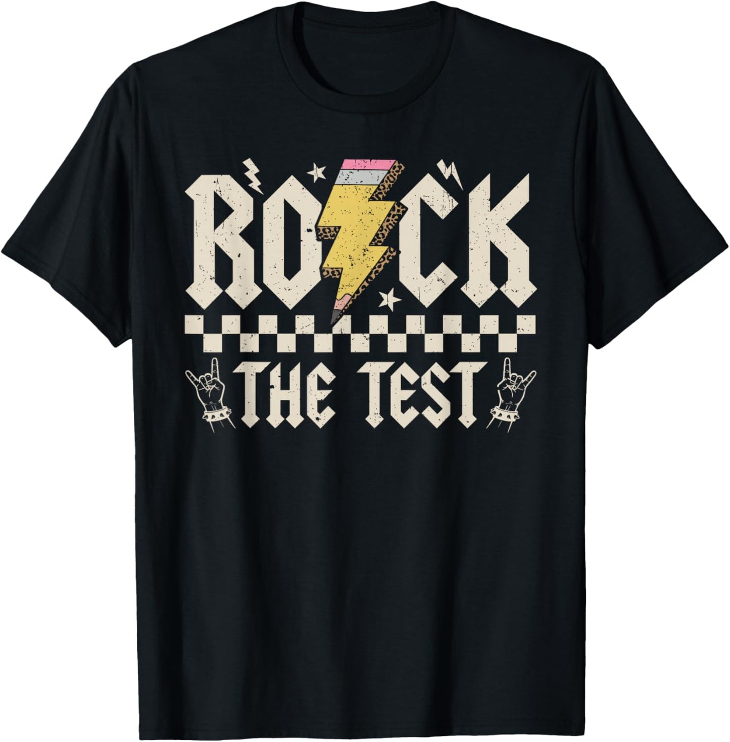 Testing Day Rock The Test ABCD Motivational Teacher Students T-Shirt - T-Shirt | Black