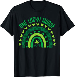 One Lucky Nurse Scrub NICU ICU St Patricks Day Nurses Women T-Shirt - T-Shirt | Black