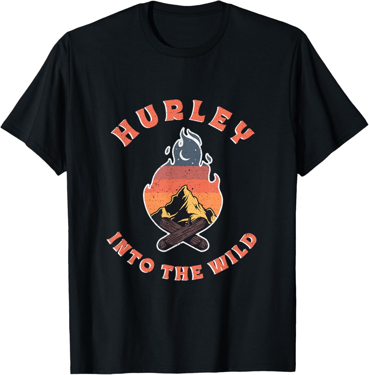 Vintage Campfire Hurley Souvenir Retro Hiking Camping T-Shirt - T-Shirt | Black