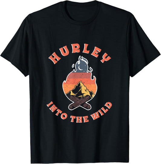 Vintage Campfire Hurley Souvenir Retro Hiking Camping T-Shirt - T-Shirt | Black