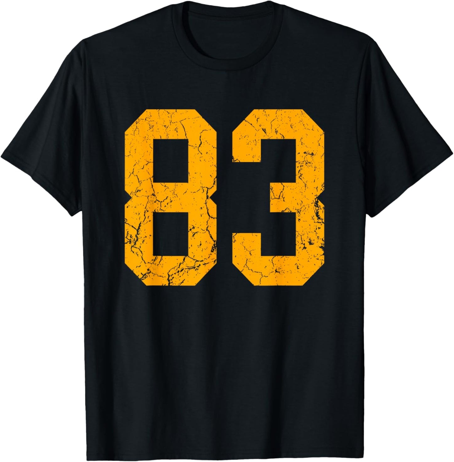 Distressed Orange Number 83 Jersey Player Uniform #83 T-Shirt - T-Shirt | Black