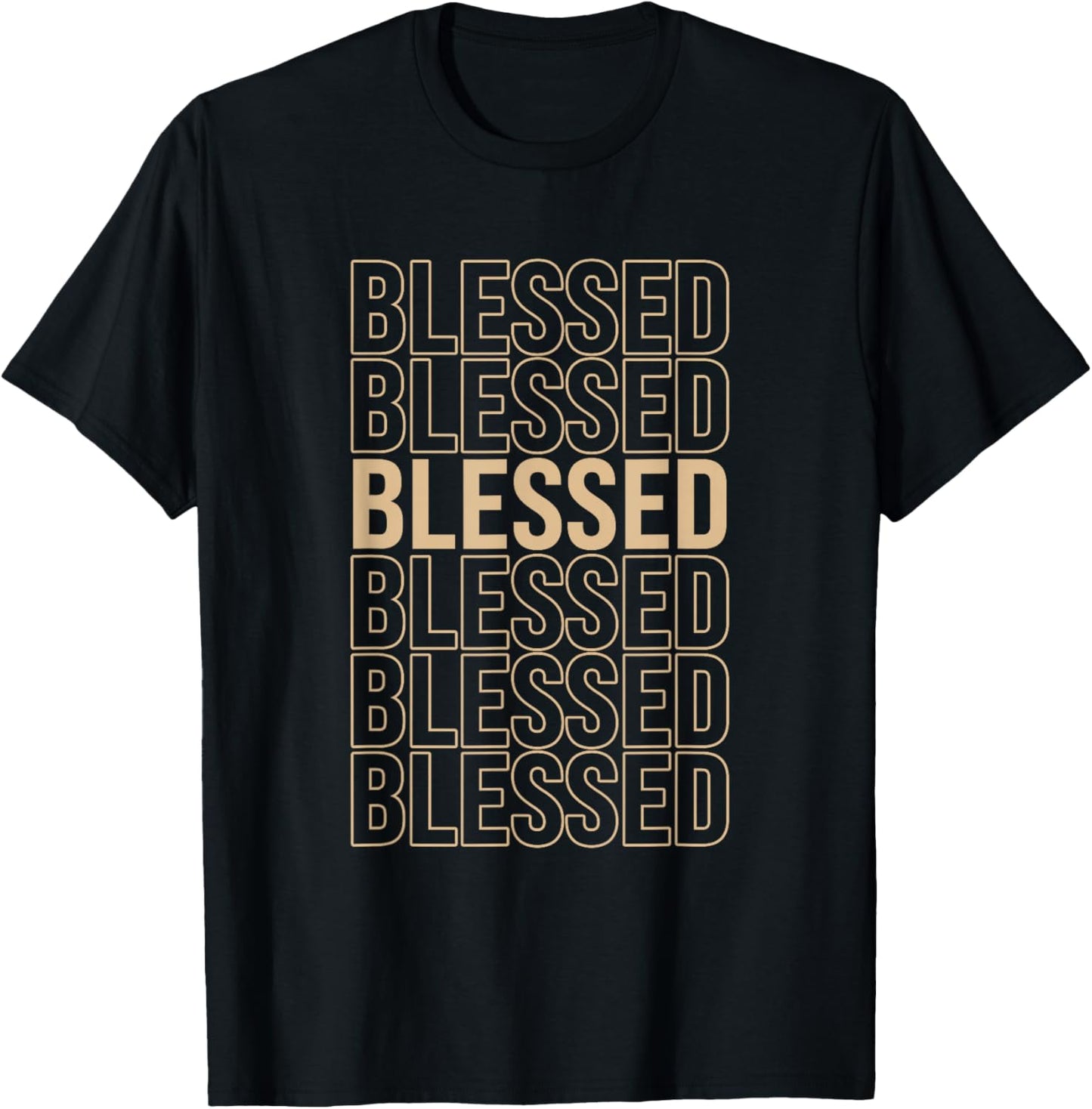 Tan Blessed Tan Color Graphic T-Shirt - T-Shirt | Black