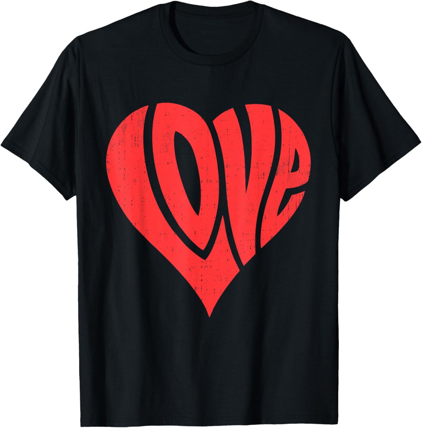 Retro Vintage Love Heart Valentines Day Men Women Boy Kids T-Shirt - T-Shirt | Black