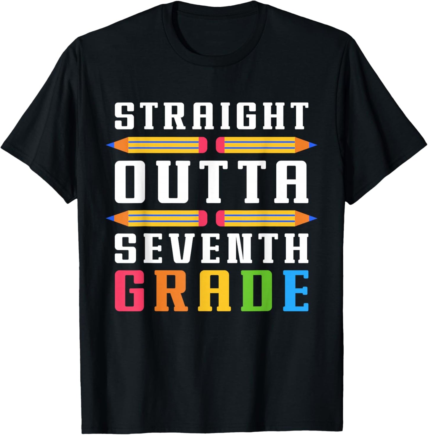 Straight Outta Seventh Grade Graduation Fun Back to School T-Shirt - T-Shirt | Black