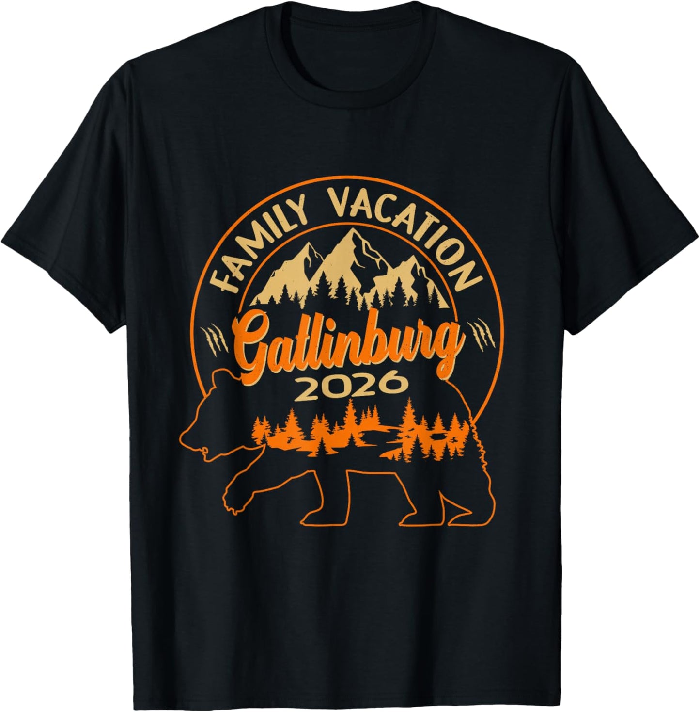 Family Vacation 2026 Gatlinburg Tennessee Smoky Mountains T-Shirt - T-Shirt | Black