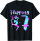 Flipping Into 7th Birthday Gymnastic 7 Year Old Girl Party T-Shirt - T-Shirt | Black