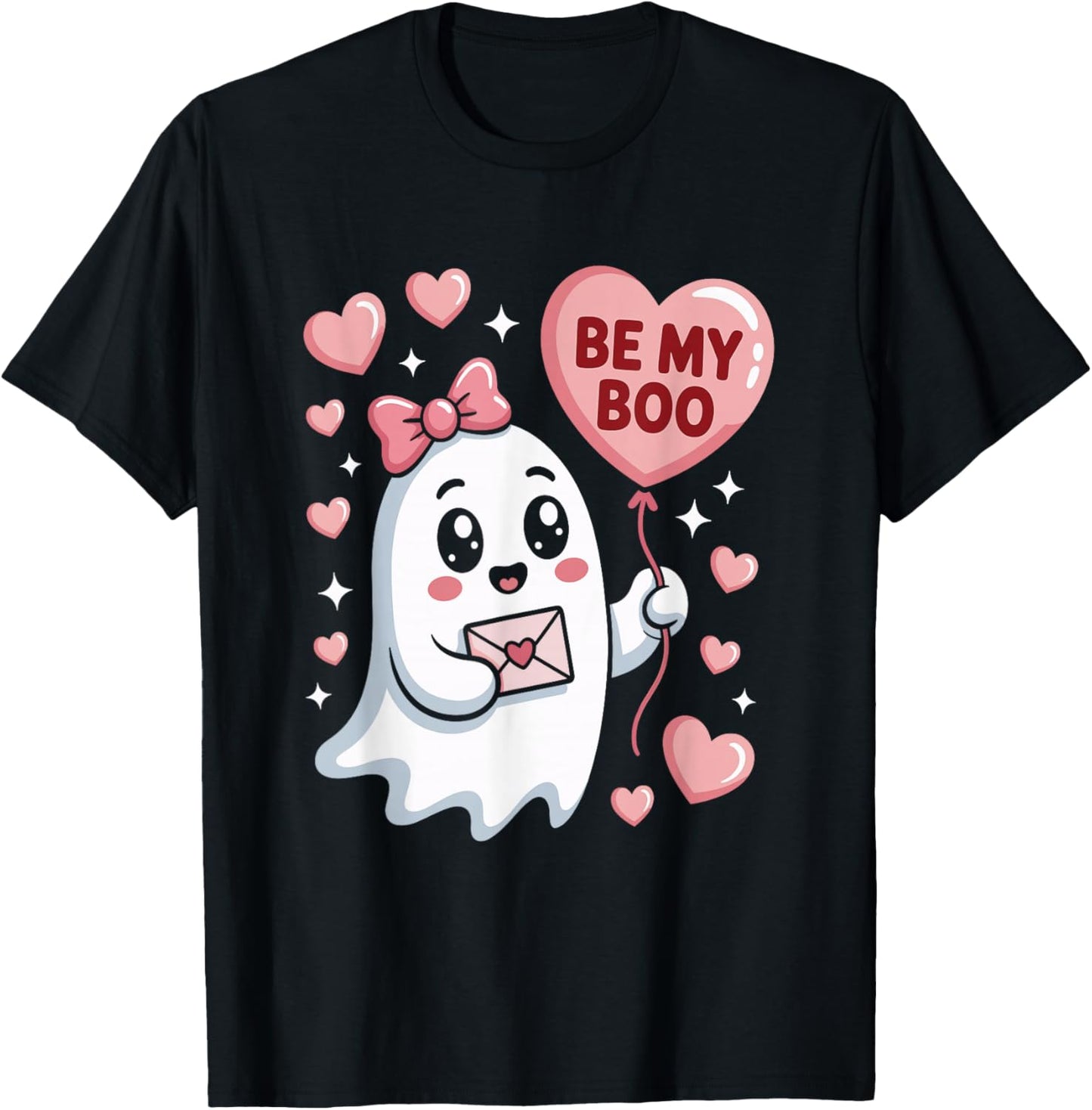 Be My Boo Cute Ghost Valentines Day Love T-Shirt - T-Shirt | Black