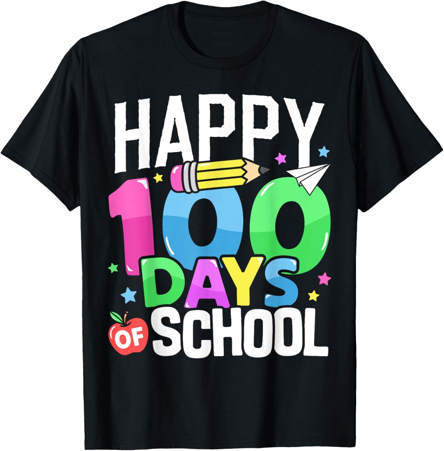 Happy 100 Days of School Teacher 100th Day of School Kids T-Shirt - T-Shirt | Black